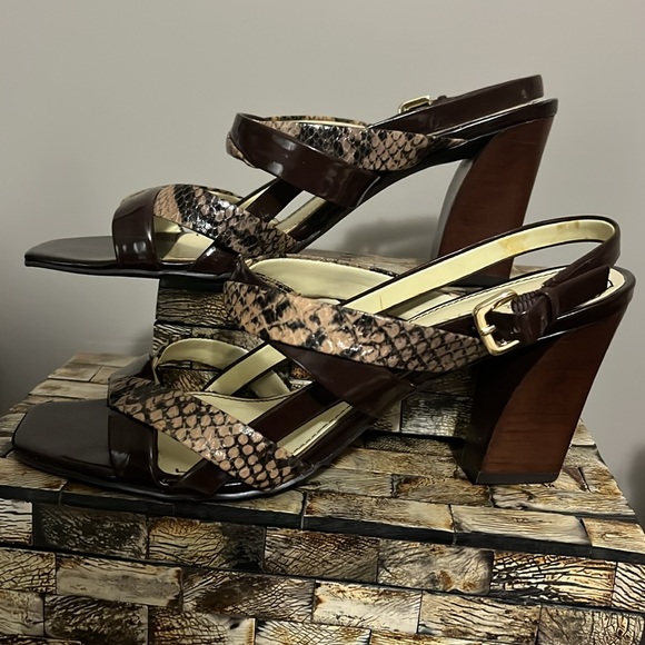 FRANCO SARTO Strappy Sandals - Brown/Snakeskin - Size 8 - Picture 3 of 10